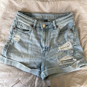 American Eagle High-Rise Distressed Mom Shorts